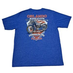 Harley Davidson Shirt Mens XXL Blue 2022 Daytona Bike Week USA‎ Flag Motorcycle